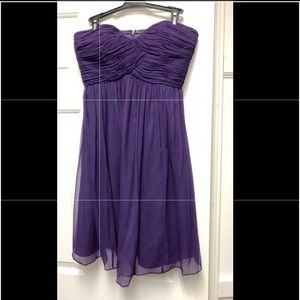 Purple strapless formal dress